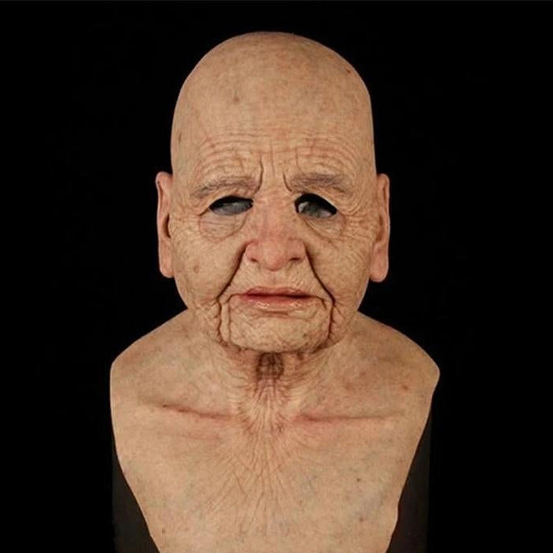 Realistic elderly man full-face latex Halloween mask, style 8