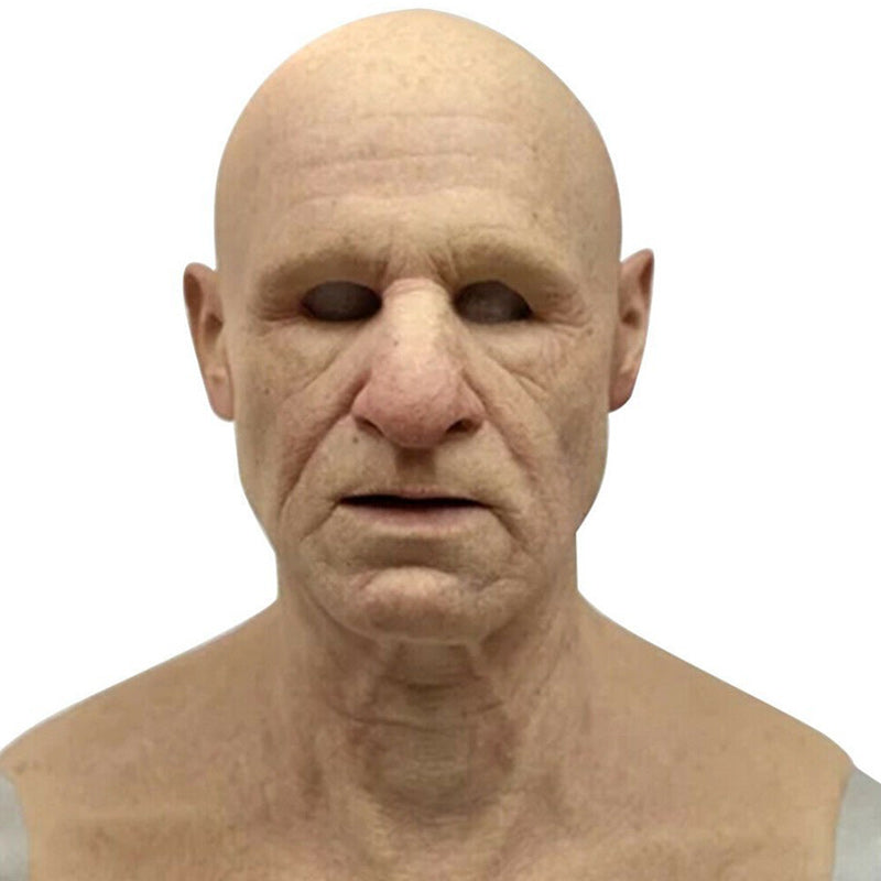 Realistic elderly man full-face latex Halloween mask, style 2