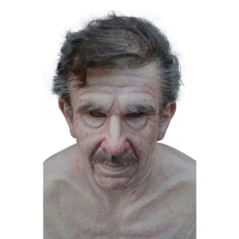 Realistic elderly man full-face latex Halloween mask, style 5