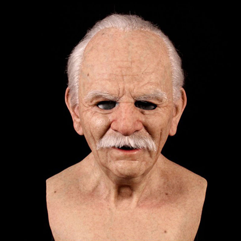 Realistic elderly man full-face latex Halloween mask, style 7