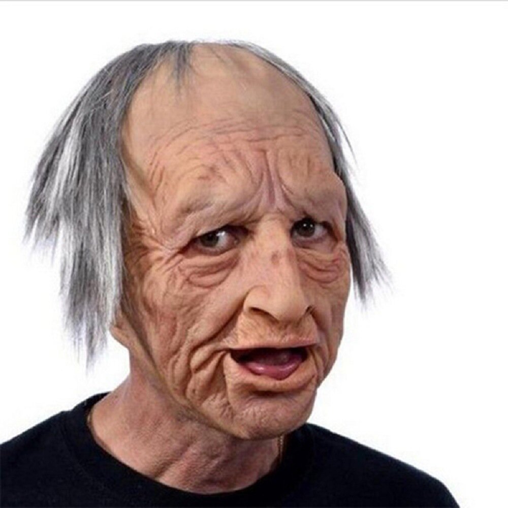 Realistic full-head old man latex Halloween mask, style J