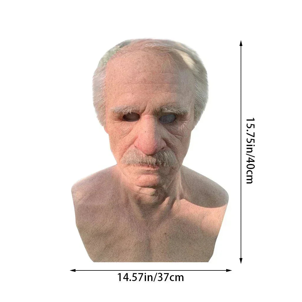 Breathable natural latex old man mask covering the whole head
