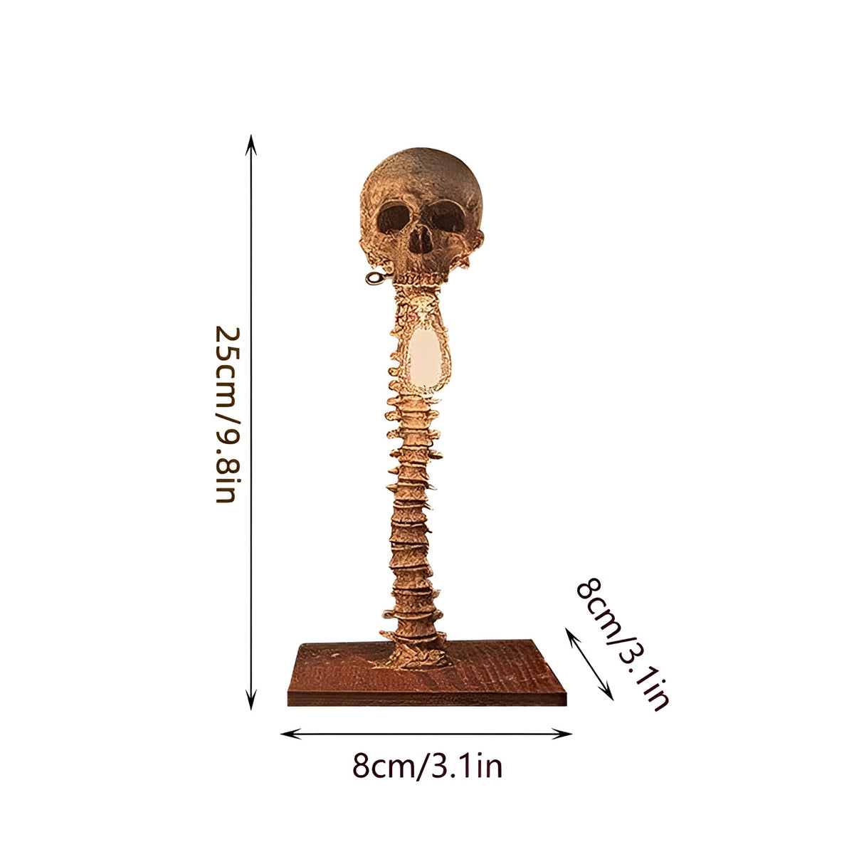 Gothic skeleton spine lamp lit in a dark bedroom