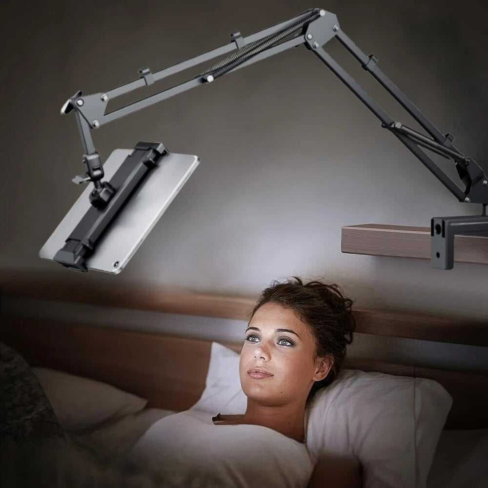 Adjustable Tablet Stand with Table Clamp and Swivel Arm | 360 Degree Rotating Holder for Bed, Desk or Kitchen