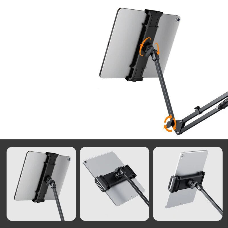 Adjustable Tablet Stand with Table Clamp and Swivel Arm | 360 Degree Rotating Holder for Bed, Desk or Kitchen