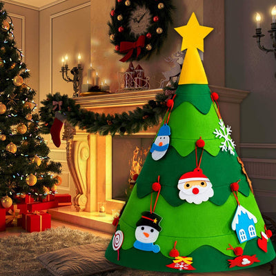Felt Christmas Tree for Kids with 30 Reusable Decorations | Wall Hanging Holiday Craft Activity | Soft and Child-Safe