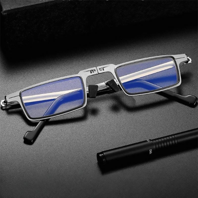 Folding Reading Glasses in Titanium Alloy at 19 g | Blue Light Protection for Screen Work | Round or Square, Six Strengths