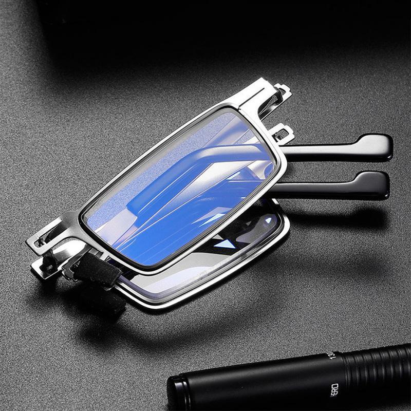 Folding Reading Glasses in Titanium Alloy at 19 g | Blue Light Protection for Screen Work | Round or Square, Six Strengths