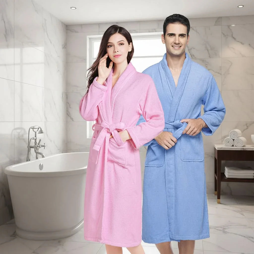 Unisex Terry Cotton Bathrobe 43 In Length | 6 Colors | Soft Cozy Robe for Bath, Spa, Lounging & Everyday Home Comfort