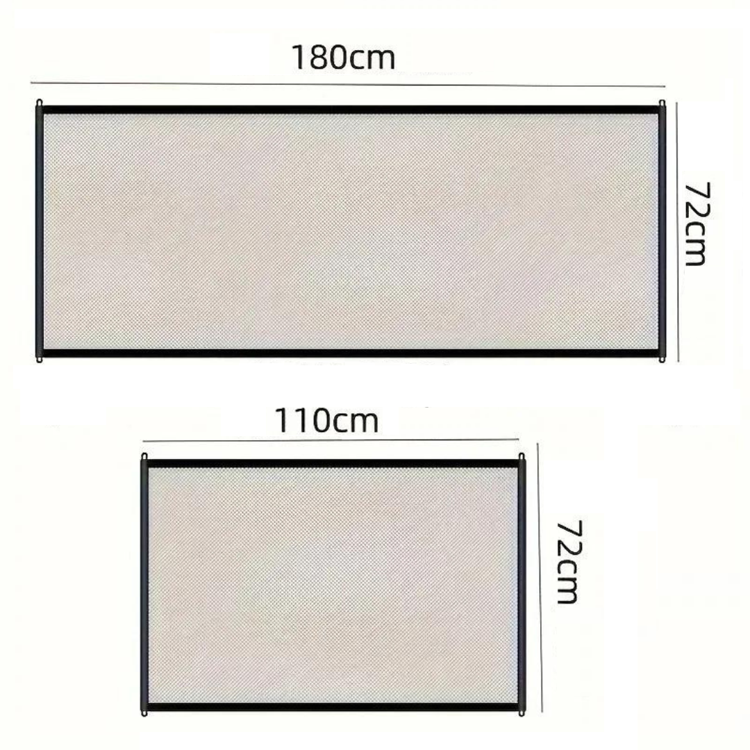 Portable Mesh Pet Gate for Doorways and Stairs | Hangs on Four Adhesive Hooks, No Tools Needed | Two Sizes for Dog or Cat