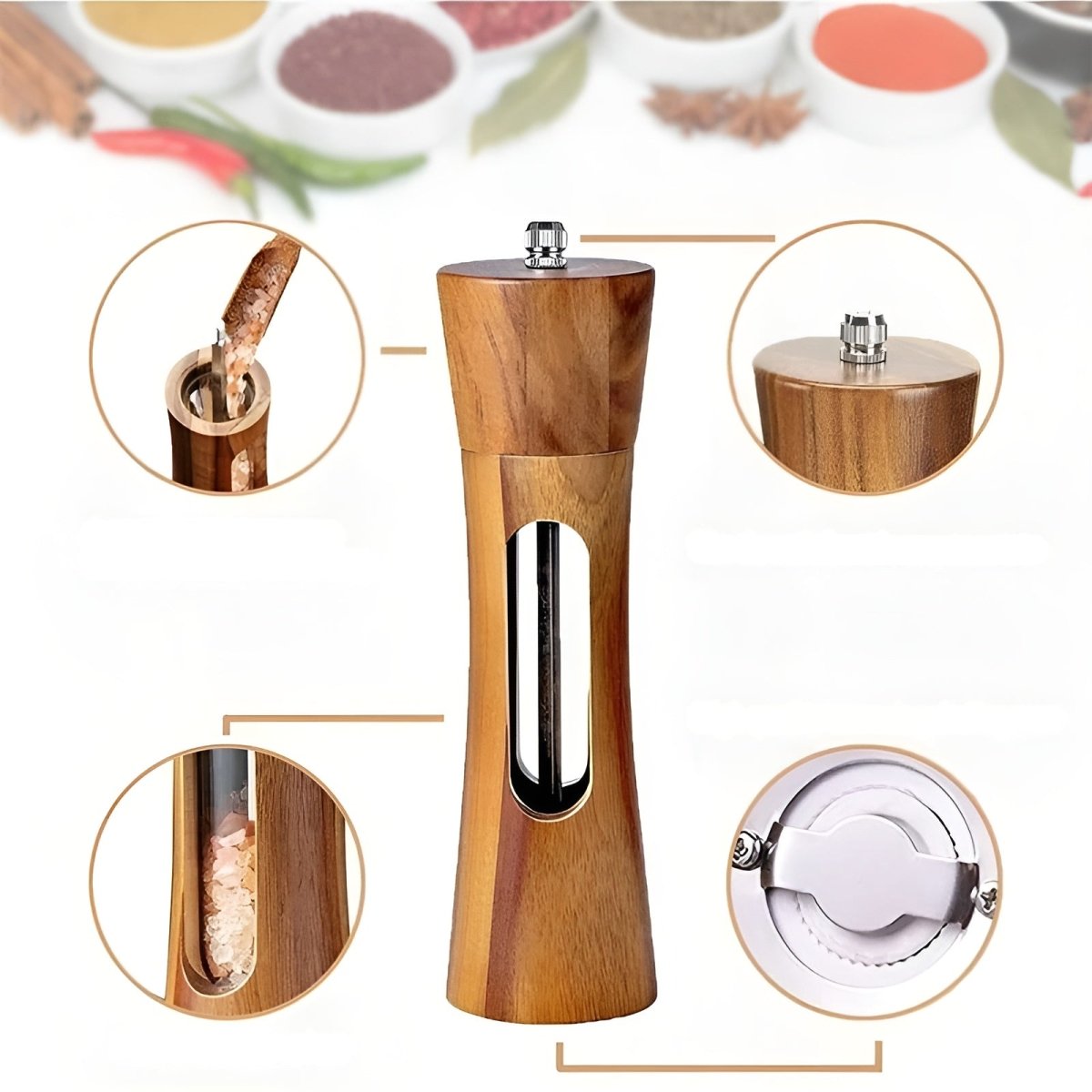 TABLEOAK – Elegant salt and pepper grinders made of wood for precise seasoning