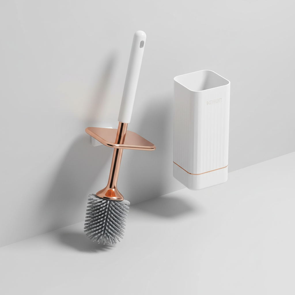 Wall-Mounted Toilet Brush with Silicone Bristles and Drip Holder | Fast-Drying Compact Design | 2 Colors
