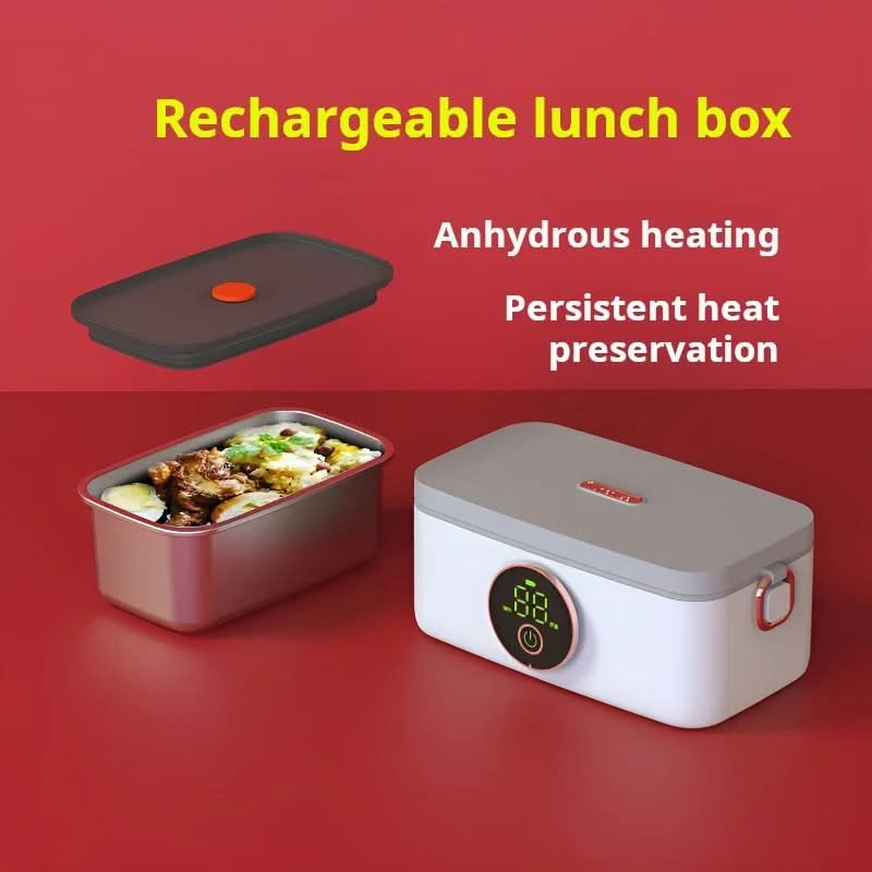 Cordless Heated Lunchbox with 16000mAh Battery | 5 Heat Levels, Stainless Steel Interior | Warm Meals Anywhere