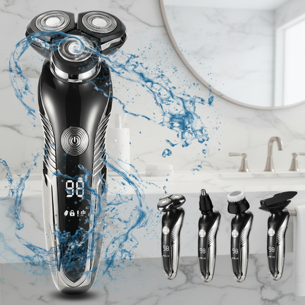 Waterproof Electric Shaver | Basic or Deluxe Kit | Rechargeable Wet & Dry Grooming Razor for Smooth Skin-Friendly Shaves