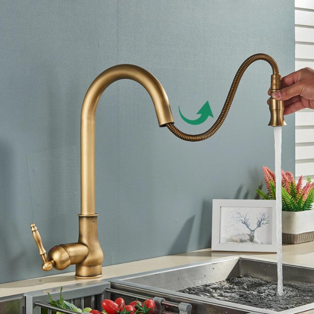Antique Brass Kitchen Faucet