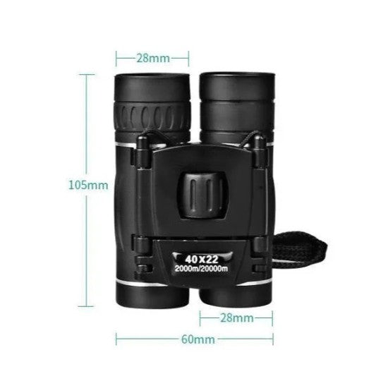 Compact Folding Binoculars with 40x22 Wide Angle Zoom | HD Optics for Hiking, Camping and Bird Watching | Pocket Size