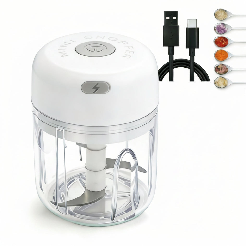 Electric Mini Food Chopper 250ml | USB Rechargeable | Green, White & Pink | One-Touch Chopping for Veggies, Meat & More