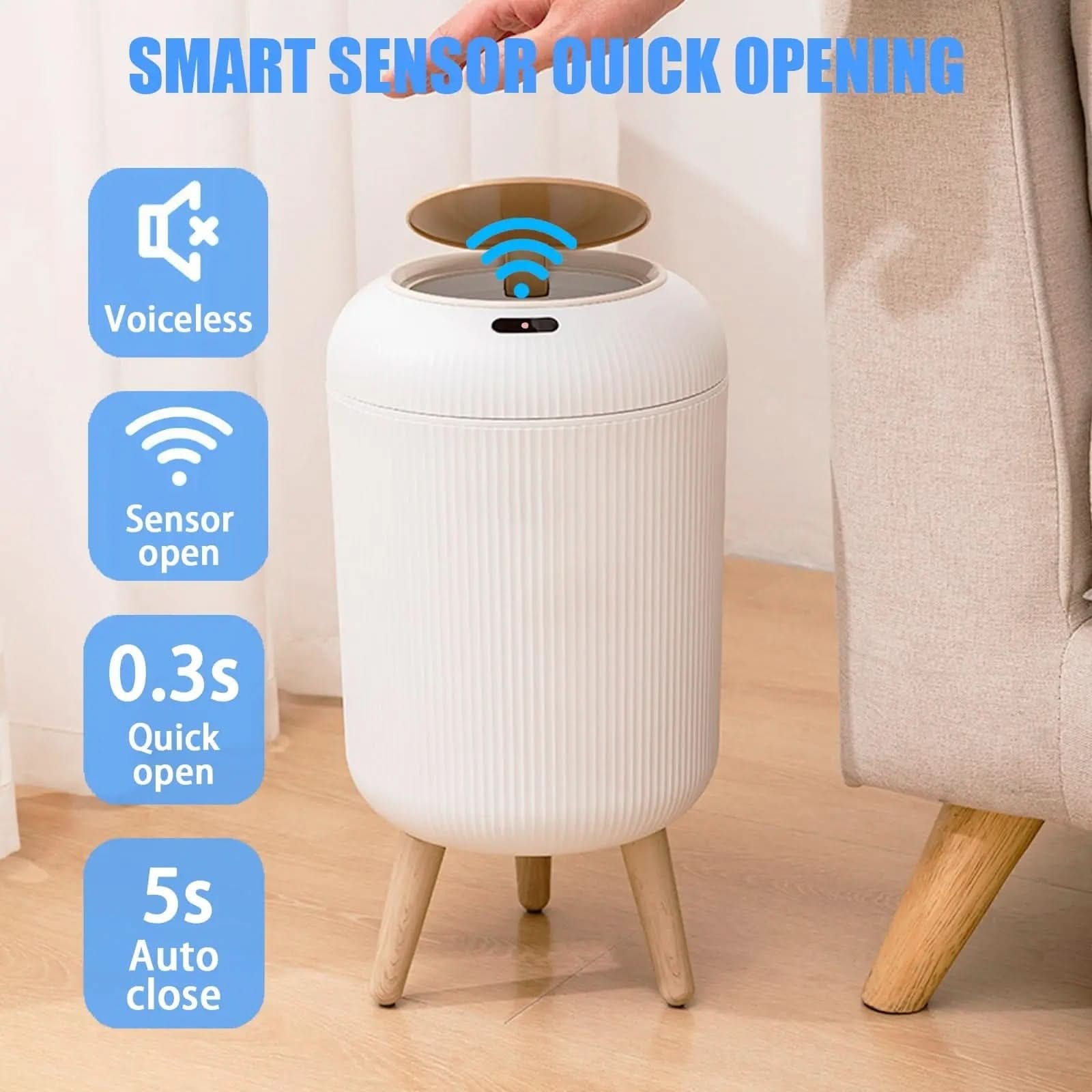 Smart Motion Sensor Trash Can | Touchless Auto Open and Close, 5 Finishes | Hygienic Design for Home or Office