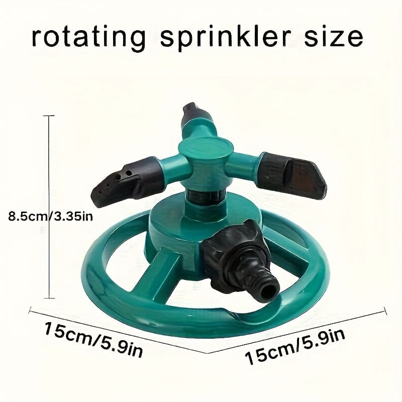 360-Degree Rotating Garden Sprinkler 3.3 x 5.9 In | Durable ABS Build | Wide-Coverage Lawn & Flower Bed Watering