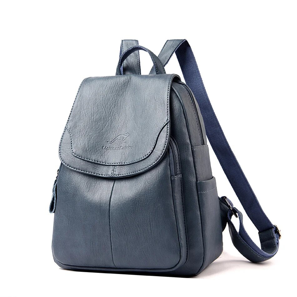 Travel Backpack for Women with a Flap Closure | Soft Leather Look Daypack with Zip Pockets and Adjustable Straps