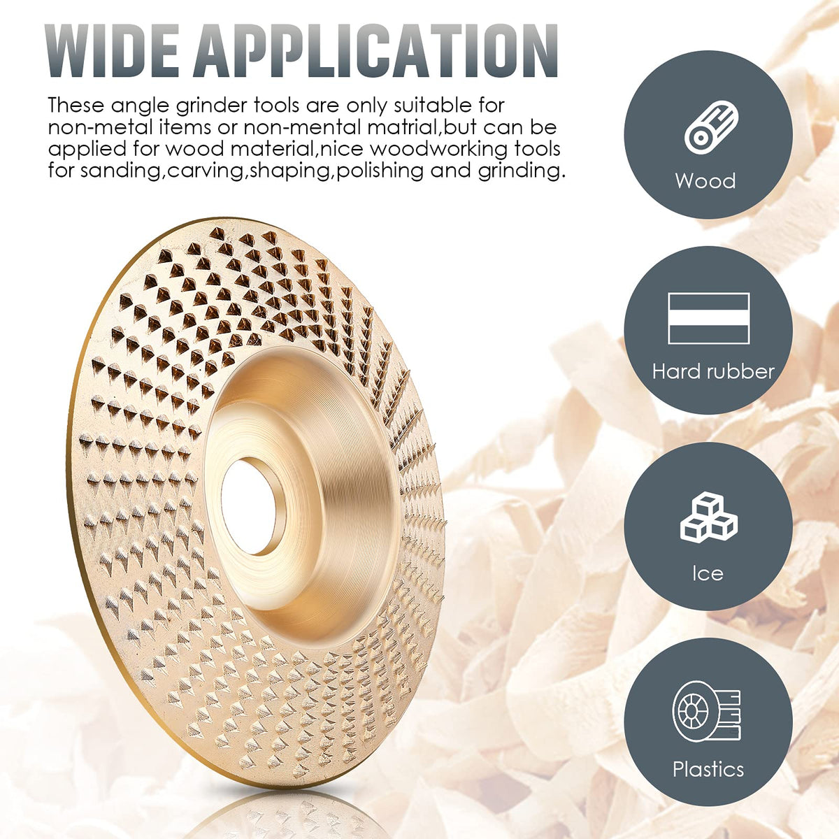 Tungsten Carbide Grinding Wheel for Angle Grinders, 16 mm Bore | Shapes Convex, Concave, Bevelled and Flat Wood