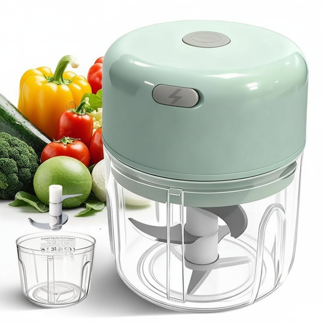 Electric Mini Food Chopper 250ml | USB Rechargeable | Green, White & Pink | One-Touch Chopping for Veggies, Meat & More