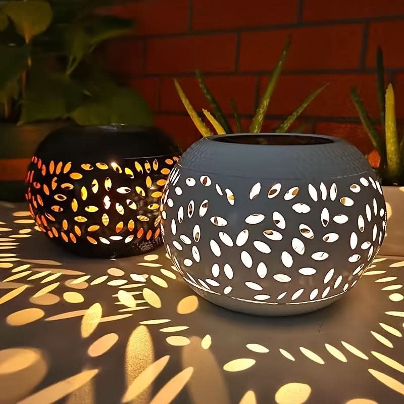 Outdoor Solar-Powered Metal Table Lamp with Toggle Switch | White, Black or Copper | Warm-White Auto-Charging Lantern