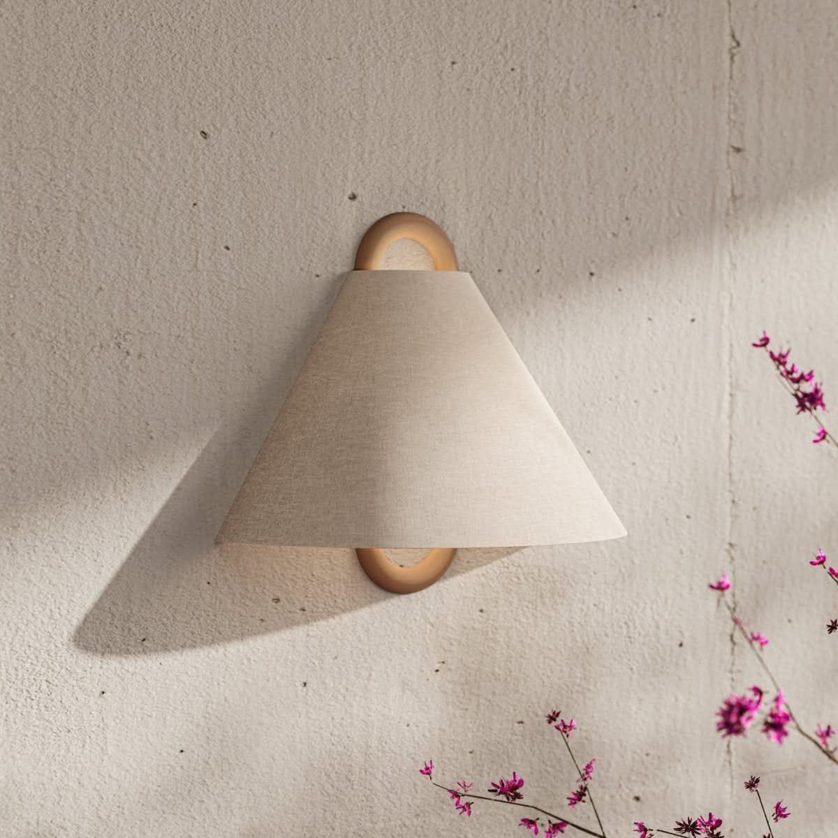 Wooden Wall Lamp Fabric Shade