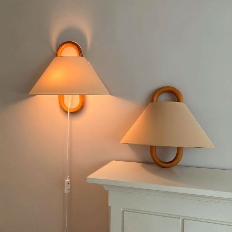Wooden Wall Lamp Fabric Shade