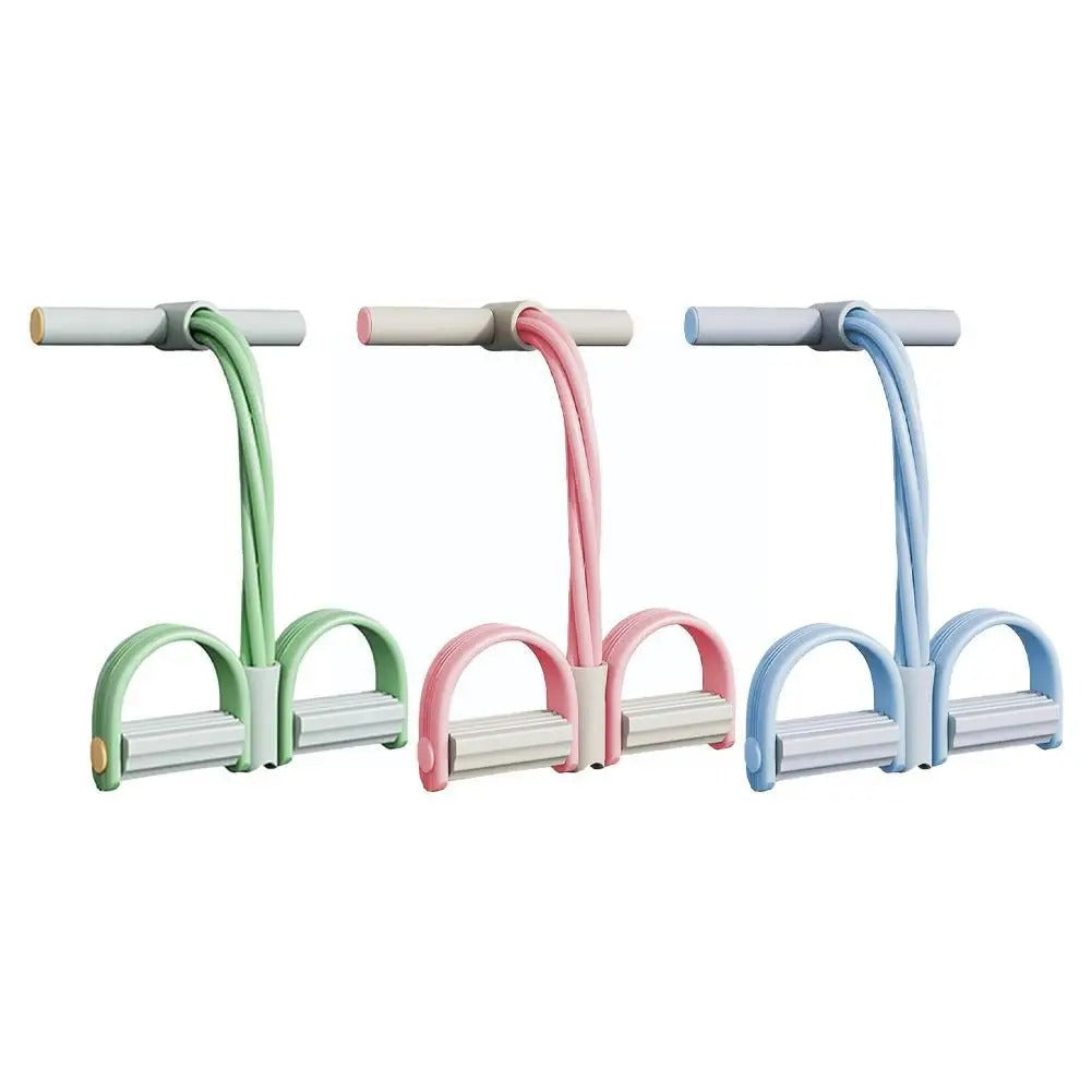 Sit-Up Resistance Bands with Foot Pedals and Foam Handle | 4-Tube Home Trainer for Yoga, Pilates and Core Work