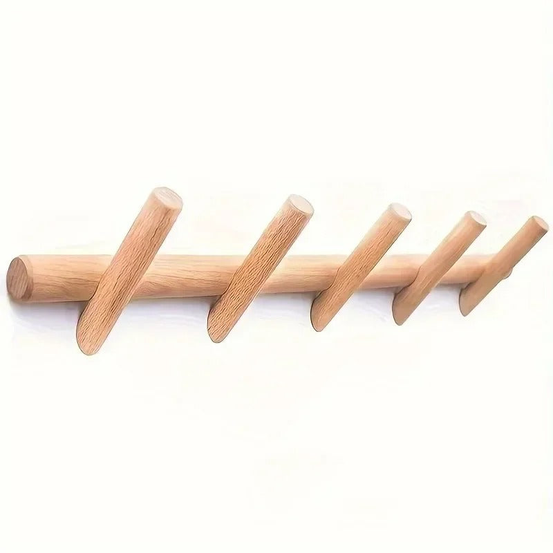 Wooden Wall Rack Coat Hook Organizer