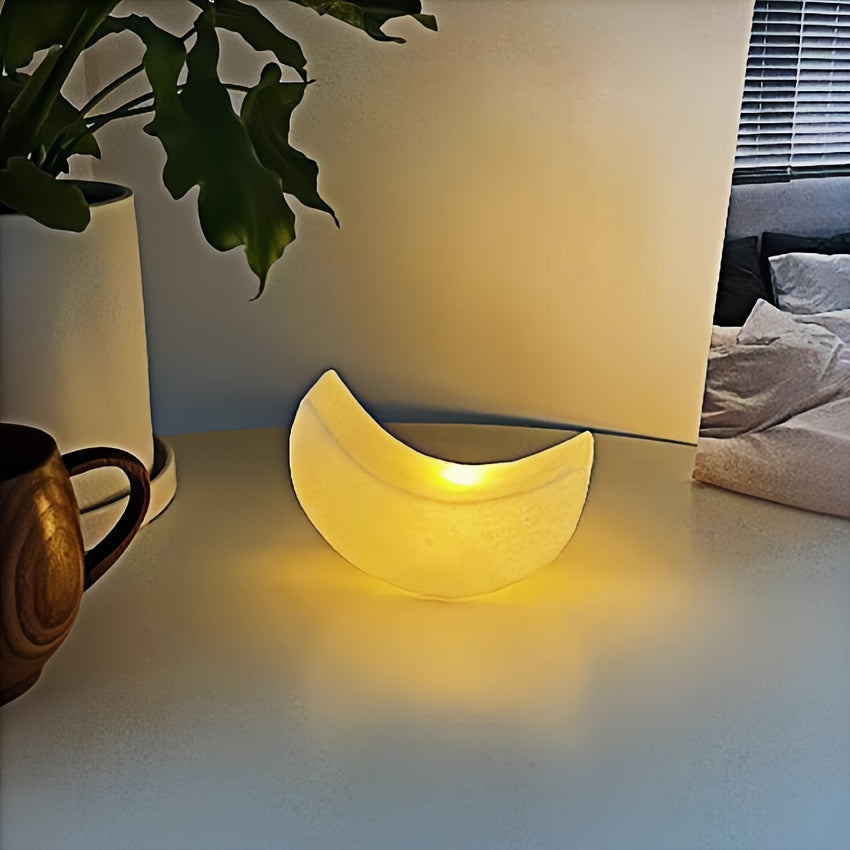 Crescent Moon Night Light with an On Off Switch | Soft Glow from a Frosted Shade for Bedside Tables | Cordless