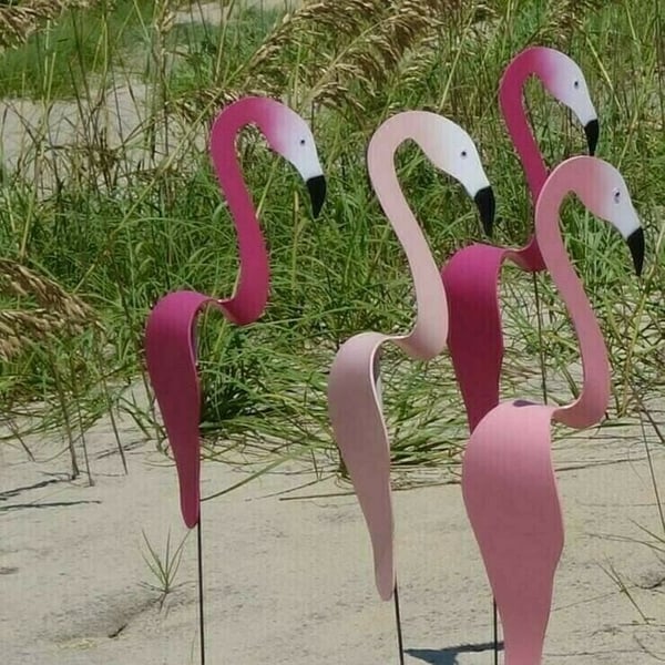Spinning Flamingo Garden Ornaments That Turn in the Wind | Bird 19.6 Inches Plus a 16.5 Inch Stake | Eight Colors