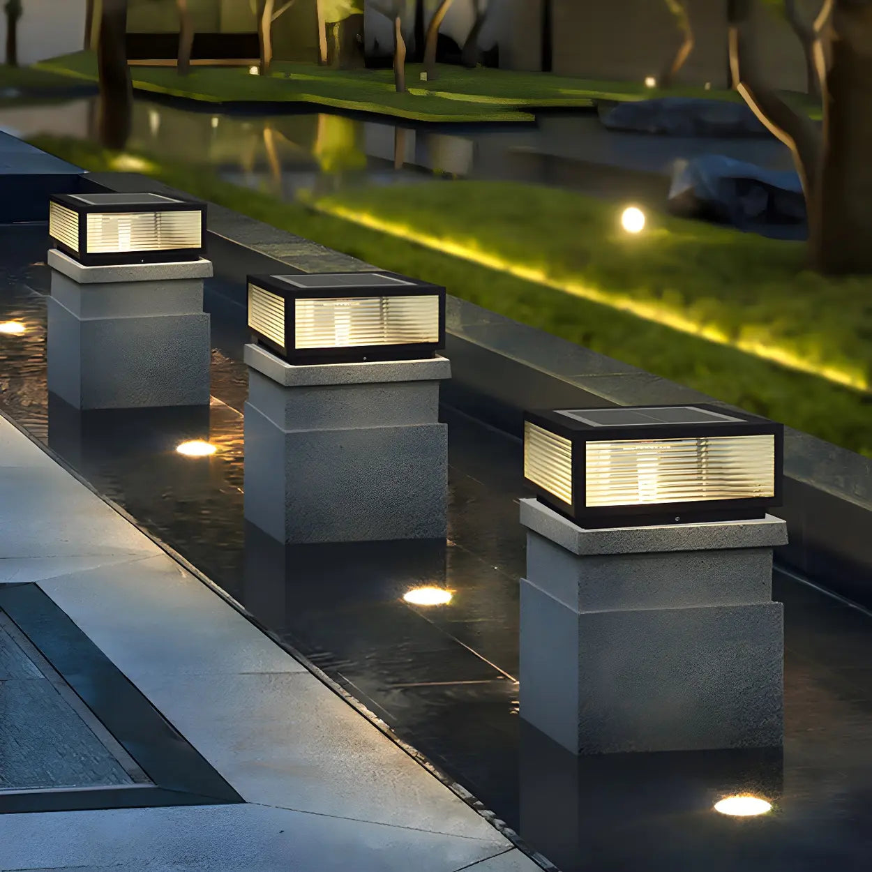 Rectangular Solar Post Light Outdoor