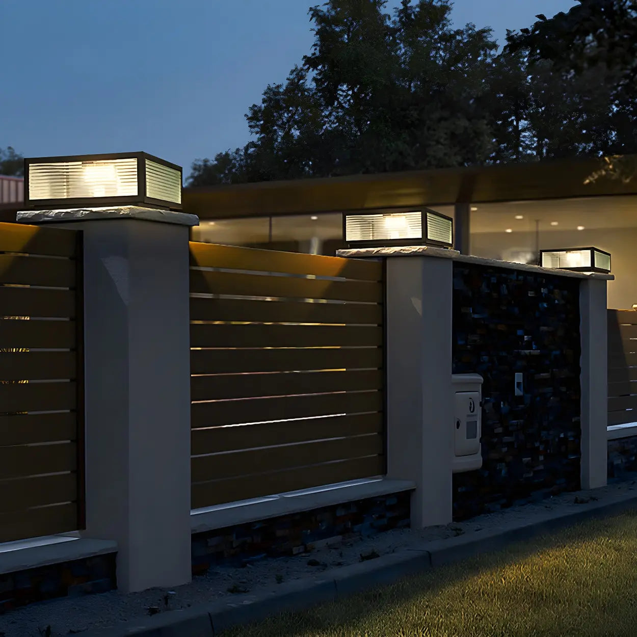 Rectangular Solar Post Light Outdoor