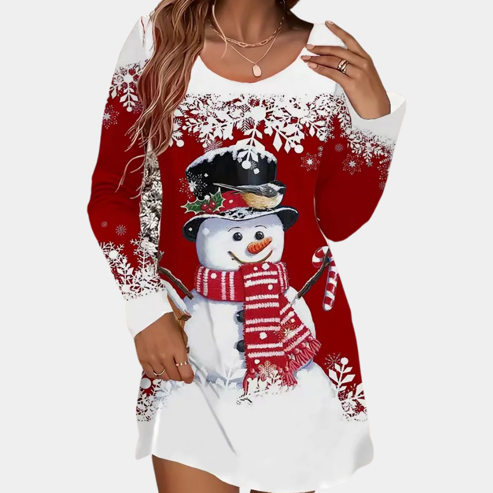 Christmas Dress for Women with Colourful Festive Print | Comfortable Holiday Party Outfit | Soft Fabric in Sizes XS to XL