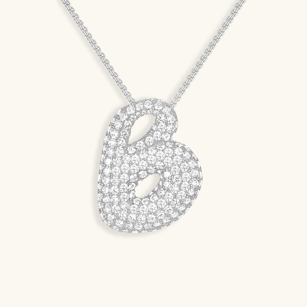 Bubble Initial Necklace in 14K Gold Plated or Stainless Steel | Pave Stone Letter Pendant | Hypoallergenic Jewelry for Daily Wear