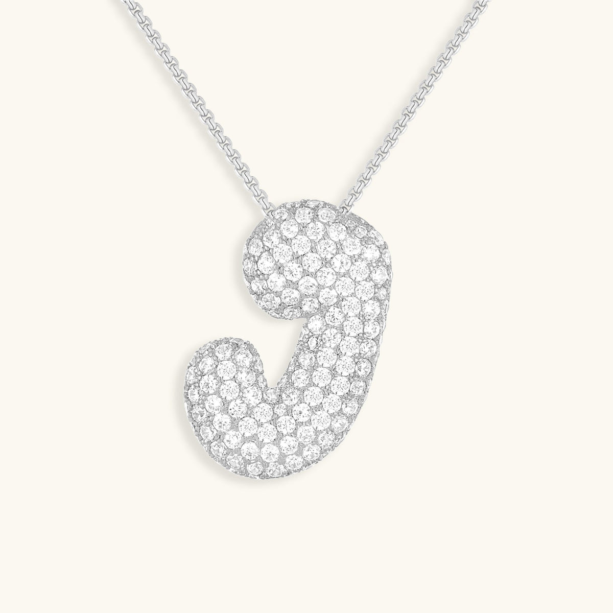 Bubble Initial Necklace in 14K Gold Plated or Stainless Steel | Pave Stone Letter Pendant | Hypoallergenic Jewelry for Daily Wear