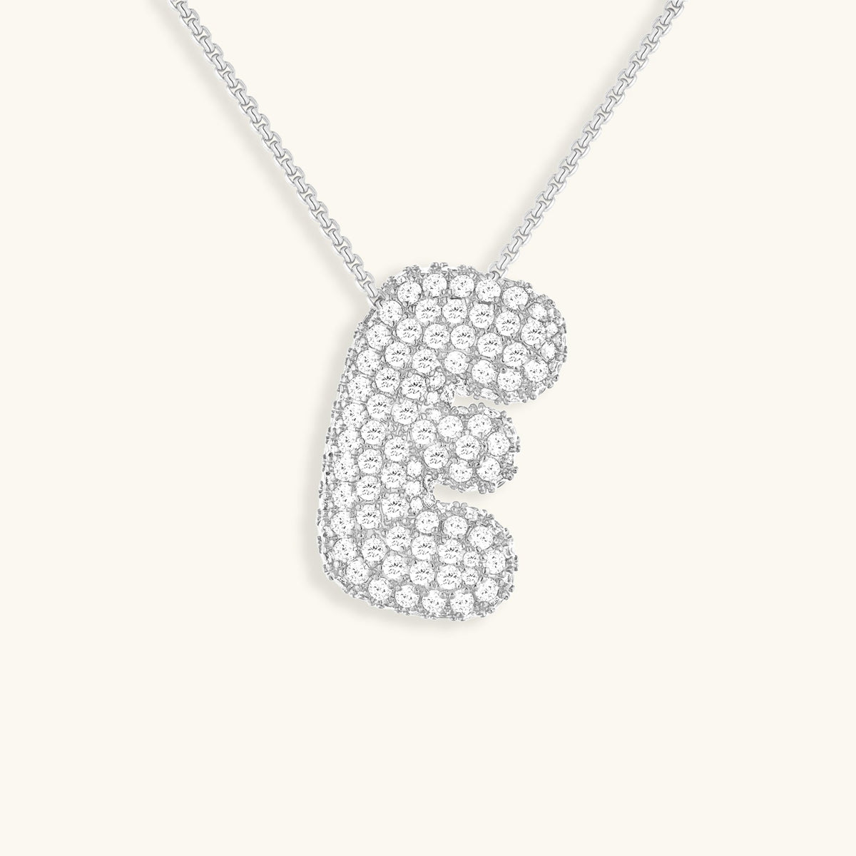 Bubble Initial Necklace in 14K Gold Plated or Stainless Steel | Pave Stone Letter Pendant | Hypoallergenic Jewelry for Daily Wear