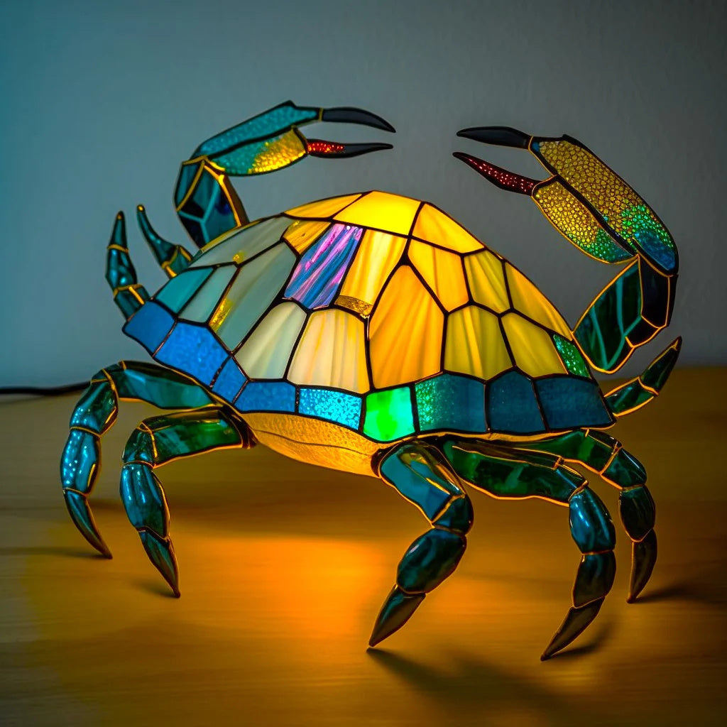 Table Lamp with Artistic Animal Base and Stained Glass Shade – Decorative Table Lighting