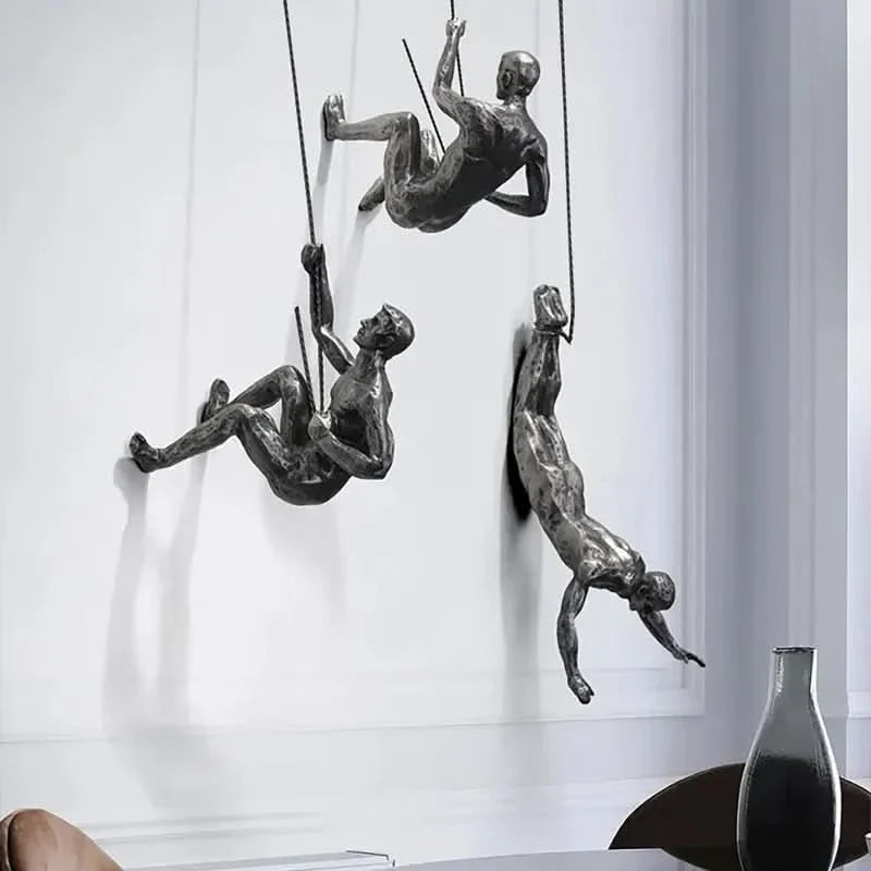 Climbing Man Wall Sculpture Set