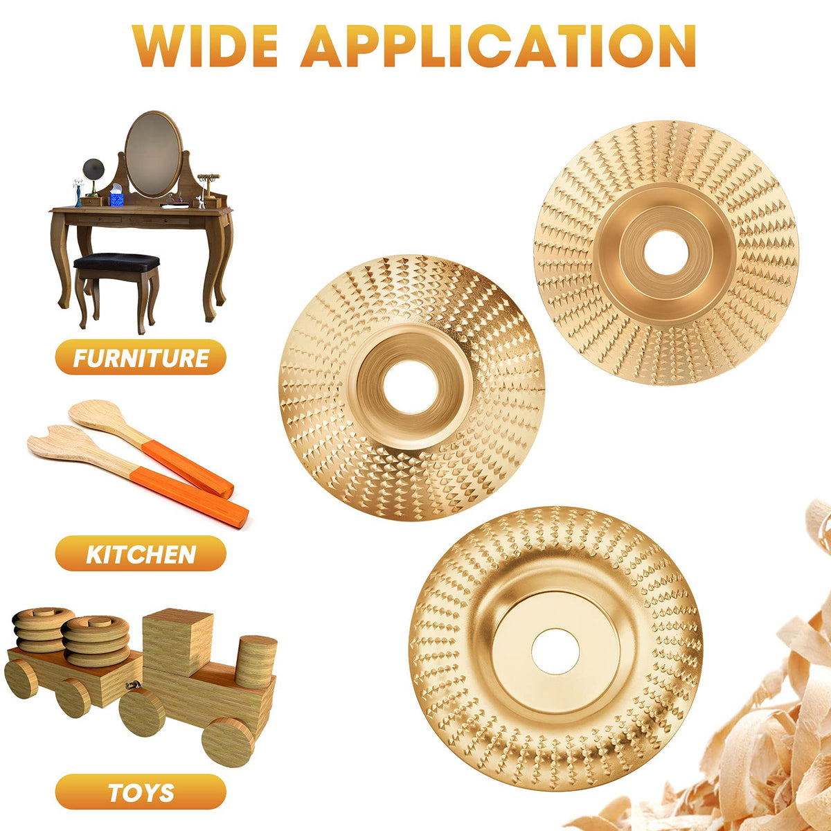 Tungsten Carbide Grinding Wheel for Angle Grinders, 16 mm Bore | Shapes Convex, Concave, Bevelled and Flat Wood