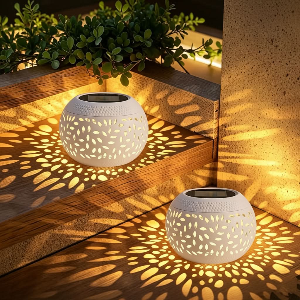Outdoor Solar-Powered Metal Table Lamp with Toggle Switch | White, Black or Copper | Warm-White Auto-Charging Lantern