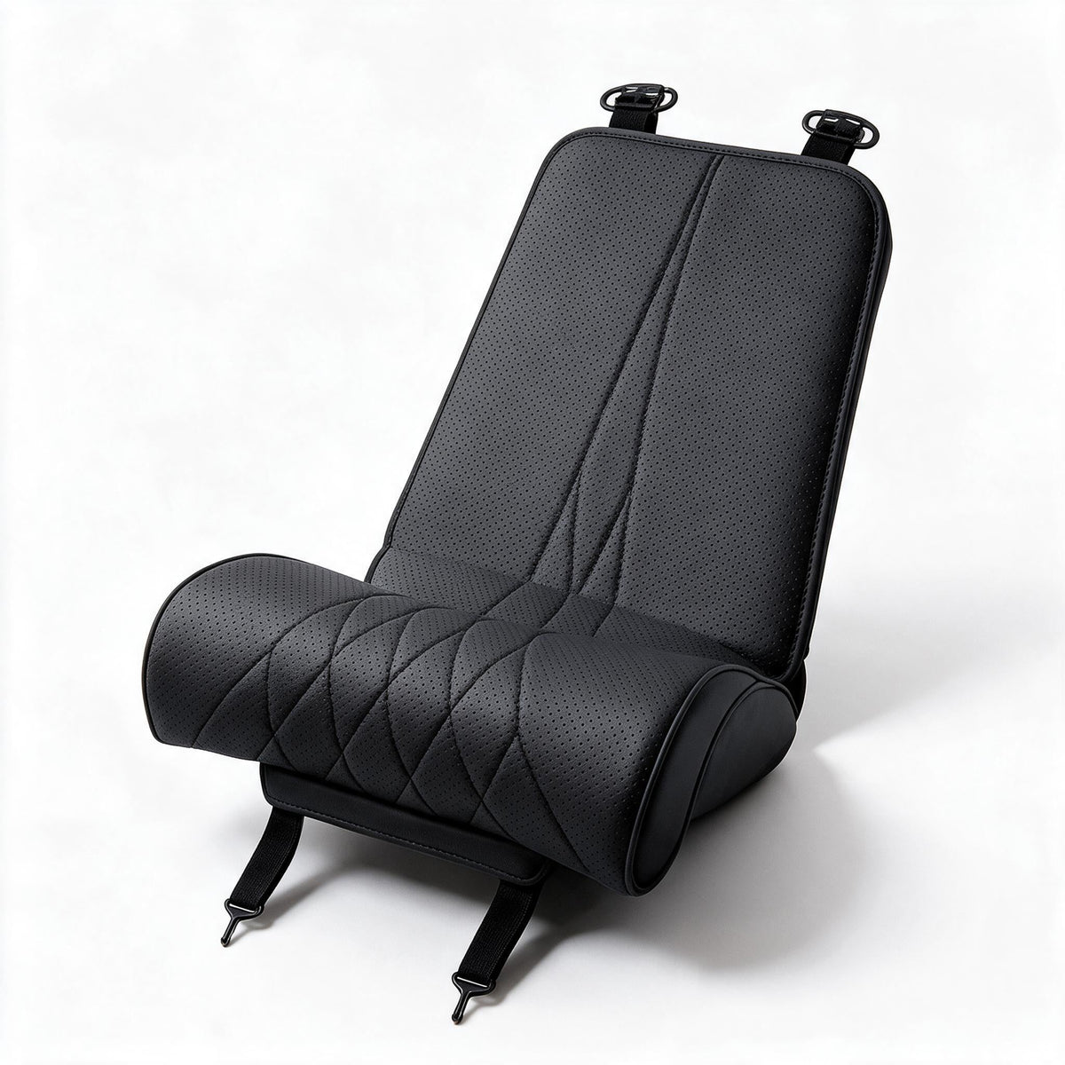 Car Seat Cushion with Extended Thigh Support | Embossed PU Leather Pad That Fits Most Vehicles, for Long Drives