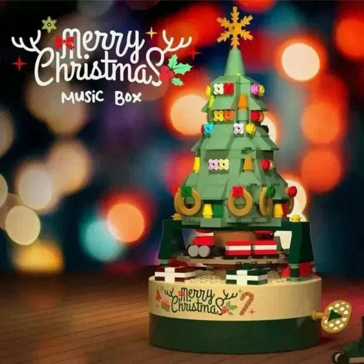 Christmas Music Box Building Set Shaped as a Tree | Plays a Classic Merry Melody | Festive Construction Toy for Kids