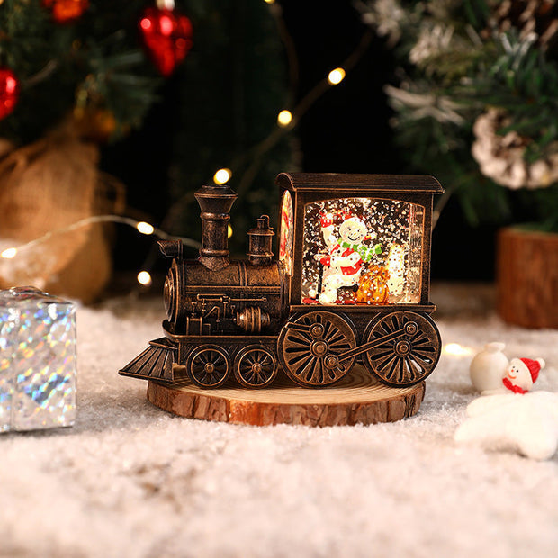 Christmas Music Box Train with Santa Claus or Snowman | Plays 8 Festive Songs | Timer Function and Tabletop Holiday Decor