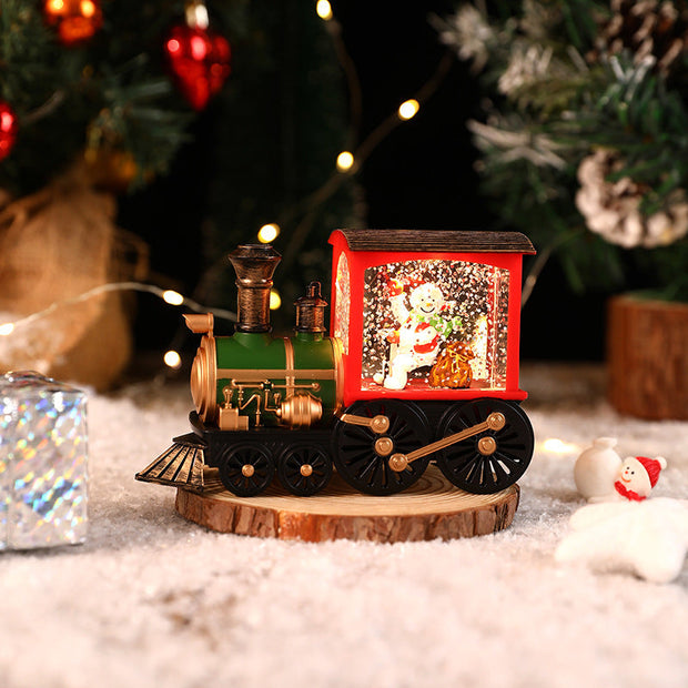 Christmas Music Box Train with Santa Claus or Snowman | Plays 8 Festive Songs | Timer Function and Tabletop Holiday Decor