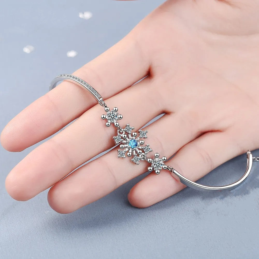Christmas Snowflake Bracelet with Cubic Zirconia | Sparkling Festive Jewelry for Holiday Parties | Adjustable Clasp