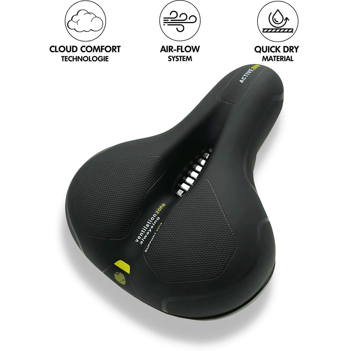 Wide Padded Comfort Saddle with a Luminous Rear Strip | Soft Cushioned Bike Accessories That Fit Any Standard Seatpost | Red or Blue