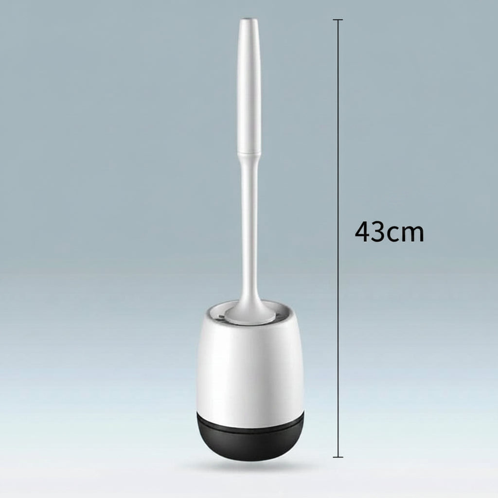 Silicone Toilet Brush & Holder Set | Floorstanding or Wall-Mounted, Black & Gray | Flexible Non-Stick Cleaning